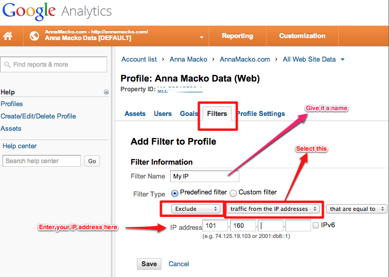 create a filter in google analytics for mac address