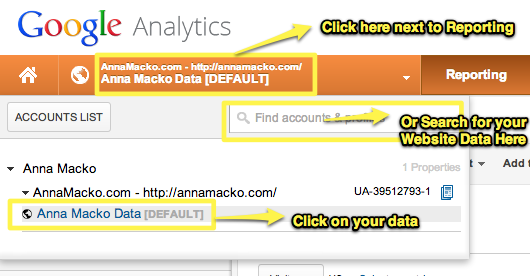 Search for your data in Google Analytics